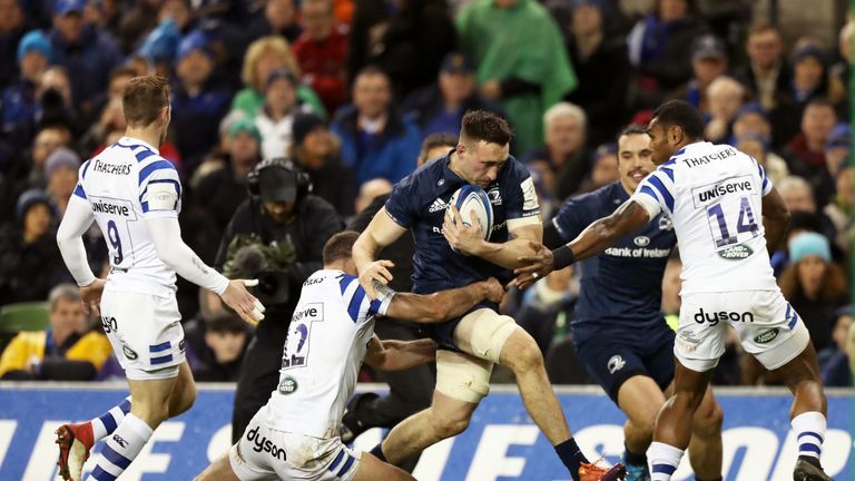Jack Conan on his way to scoring Leinster's first try.