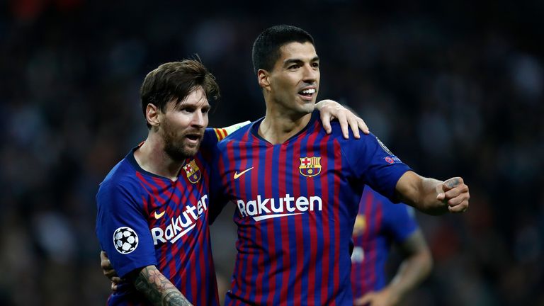 Luis Suarez (right) featured in Barcelona's 4-2 win over Tottenham in October