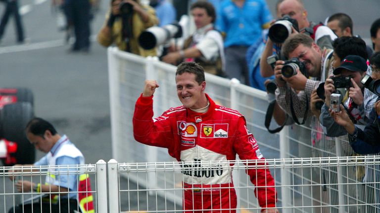 The German became F1&#8217;s first ever six-time champion after a nervy season-ender in Suzuka. Schumacher had to fight through the field to eighth, and had Ferrari team-mate Barrichello to thank for holding off title rival Raikkonen for the win.