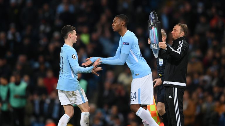 Raheem Sterling referenced articles on Manchester City youngsters Phil Foden (left) and Tosin Adarabioyo