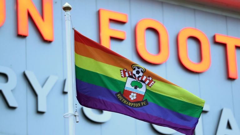 Southampton flew a special rainbow flag at St Mary's on Saturday