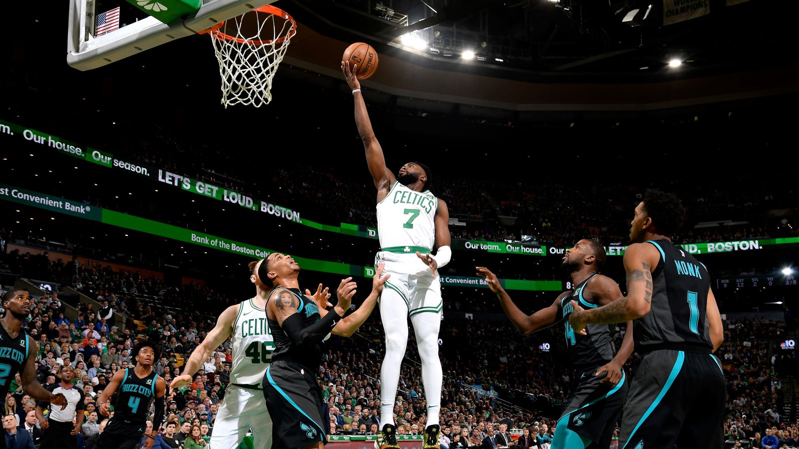 Jaylen Brown throws down doubleclutch reverse dunk in Boston Celtics