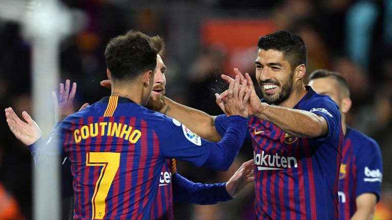 Luis Suarez scored twice in Barcelona's 3-0 win against Eibar