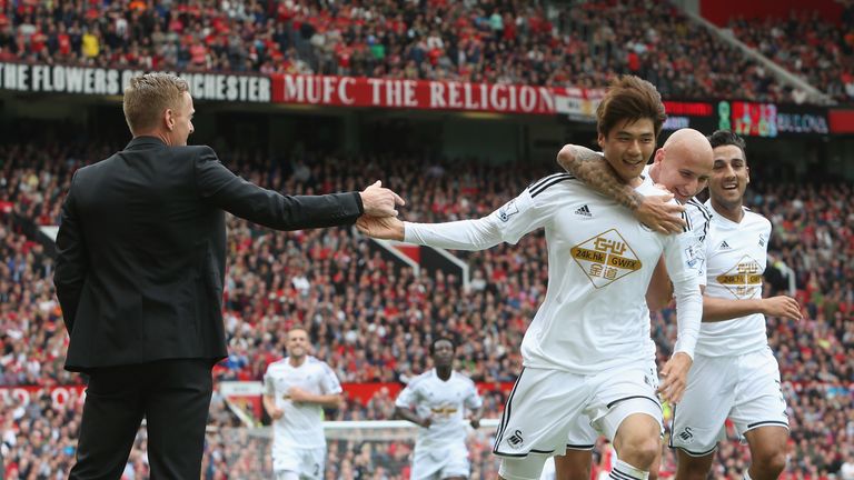 Swansea enjoyed a memorable victory at Old Trafford in August 2014
