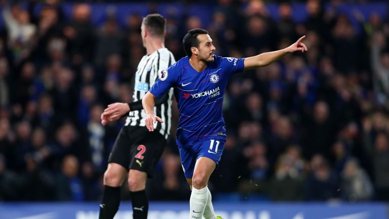 Pedro celebrates his ninth-minute opener