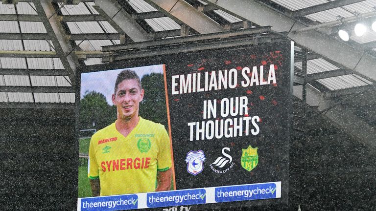 An image of Emiliano Sala was shown on the big screen before Swansea's FA Cup win over Gillingham on Saturday