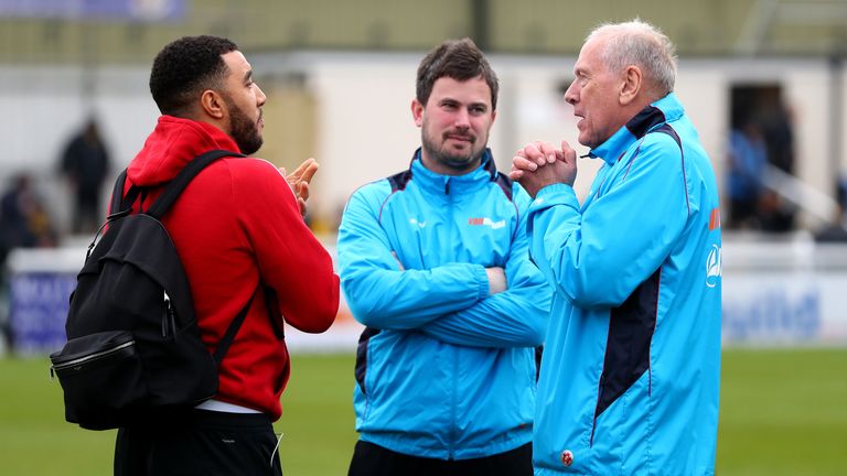 Watford skipper Troy Deeney (left) talks to Martin Tyler ahead of kick-off