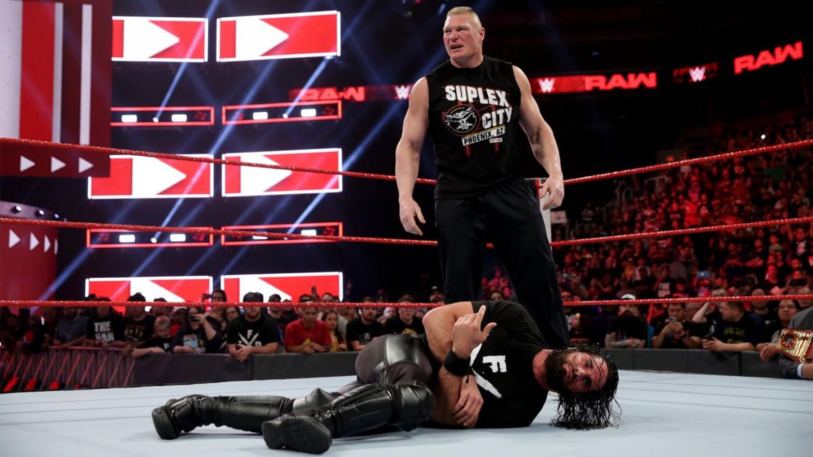 Wwe Raw Brock Lesnar To Face Seth Rollins Ahead Of Wrestlemania Match Wwe News Sky Sports 