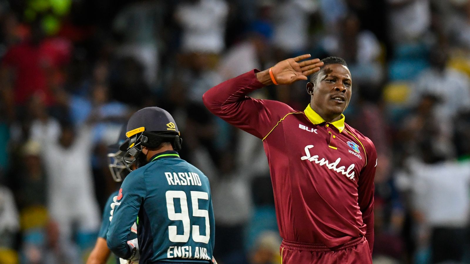 Sheldon Cottrell celebrates with military march and salute celebration