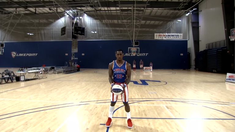 The Harlem Globetrotters set world records on Tuesday - including Bull Bullard's 58-foot somersault basketball shot