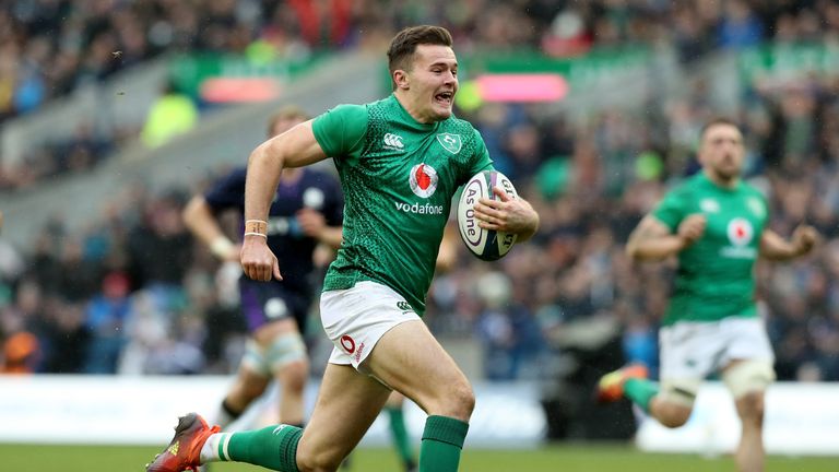 Jacob Stockdale broke free to score Ireland's second try in a fantastic move