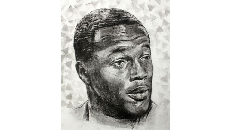 'Interview' (2018) is one of several charcoal portraits of Fashanu by Yates