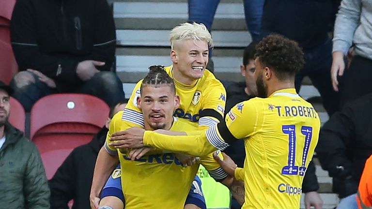 Kalvin Phillips celebrates scoring for Leeds
