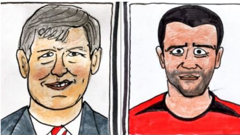 The couple's rendition of ex-Manchester United boss Alex Ferguson and former player Roy Keane