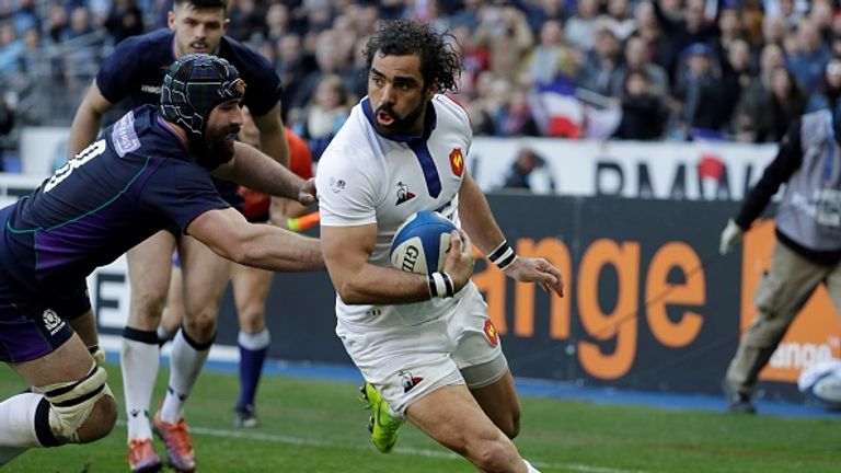 Yoann Huget runs in to score for France