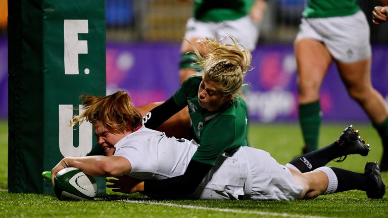 Sarah Bern scores for England