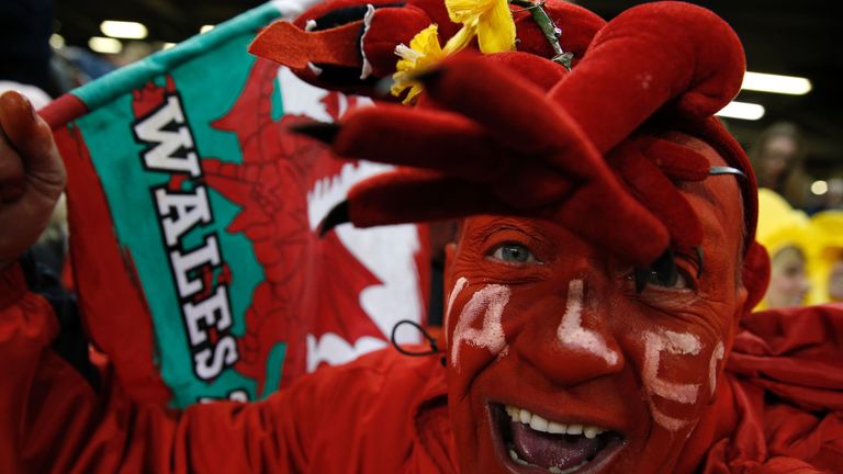 A Welsh rugby fan during the Six Nations Championship 