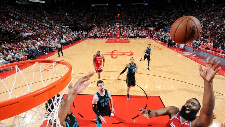 James Harden scored 28 points to lead the Houston Rockets to victory over the Charlotte Hornets, their ninth straight win.