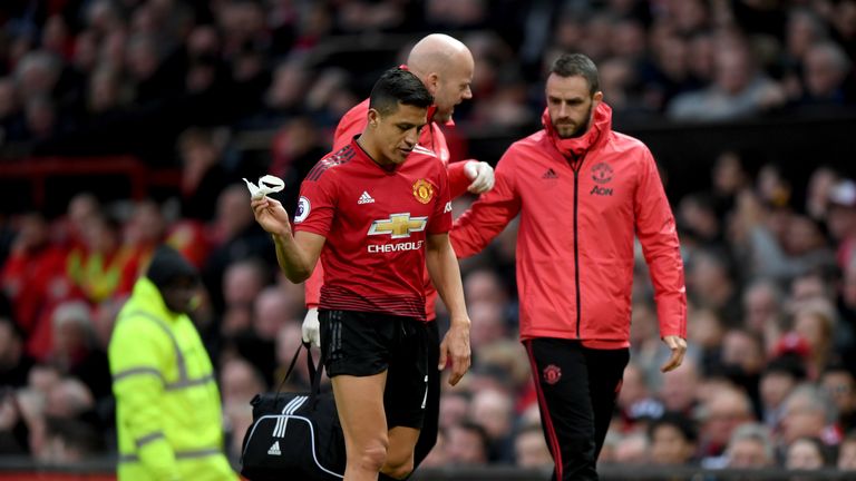 Alexis Sanchez was taken off with another injury on Saturday 