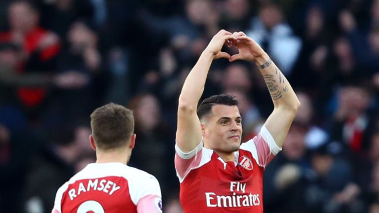 Granit Xhaka celebrates his opener