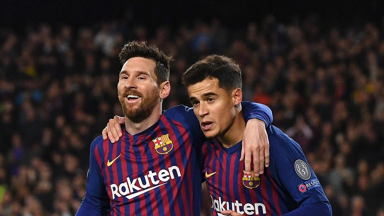 Philippe Coutinho and Lionel Messi scored in the win against Lyon