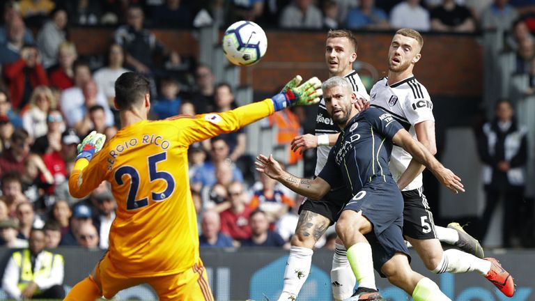 Aguero squeezes home to make it 2-0 at the Cottage
