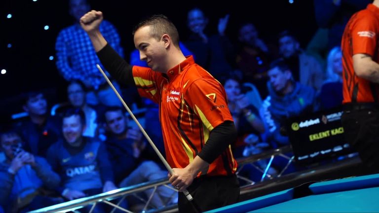 David Alcaide came from behind to beat Alexander Kazakis at the World Pool Masters in Gibraltar