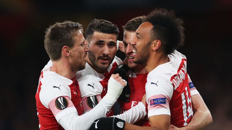 Arsenal beat Napoli 2-0 in their Europa League quarter-final first leg