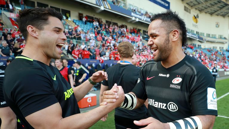 Billy Vunipola celebrates Saracens' win over Munster to reach the Champions Cup final