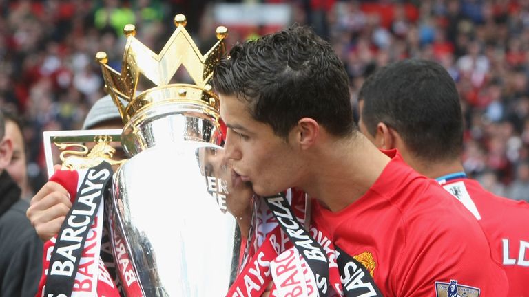 Cristiano Ronaldo ganó la Premier League tres veces con el Manchester United