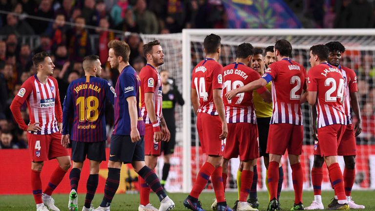 Diego Costa was shown a straight red card in the 28th minute