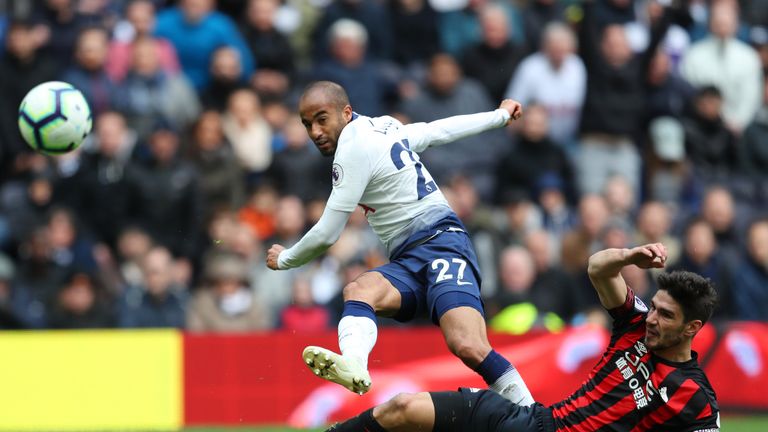 Moura scores Tottenham's fourth goal, completing his hat-trick