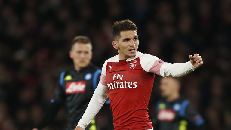 Lucas Torreira celebrates after his shot was deflected into the goal