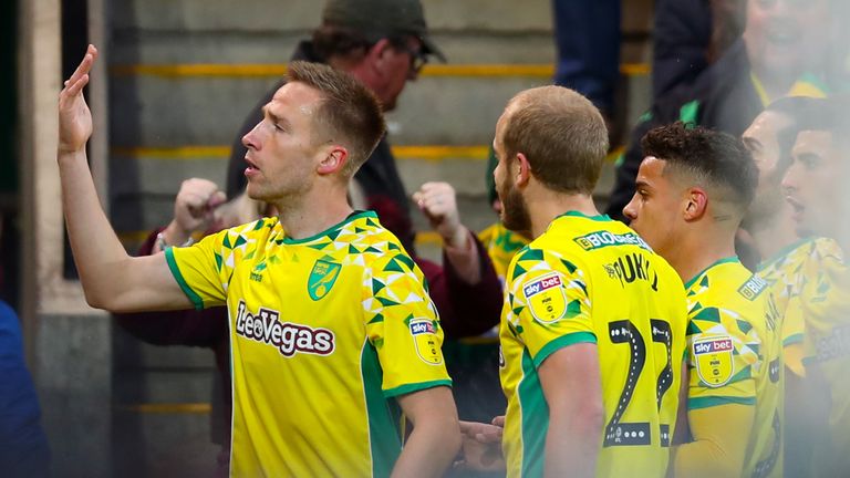 Marco Stiepermann celebrates scoring his side's first goal against Blackburn