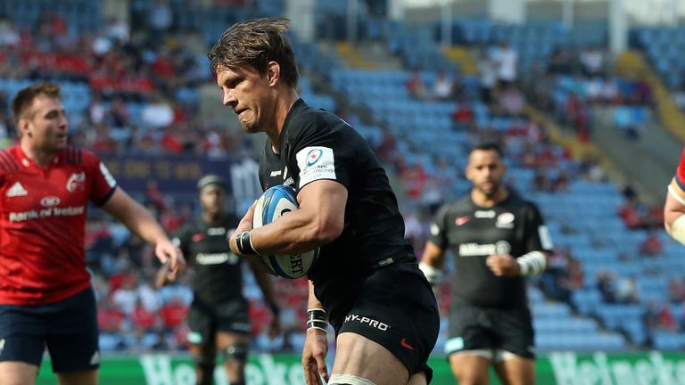 Flanker Michael Rhodes was among the try scorers as Saracens clinched a European Cup final place