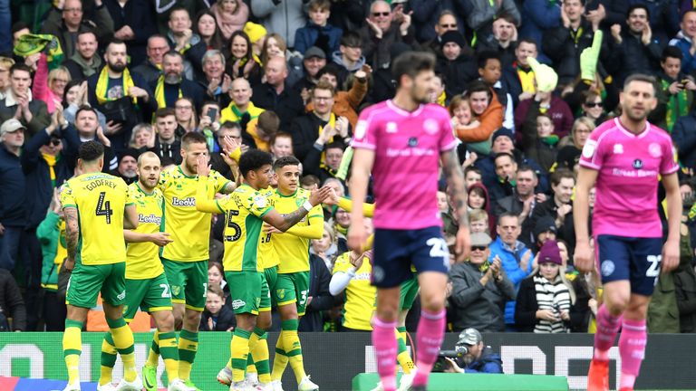 Norwich lead second-placed Sheffield United by seven points with six games remaining
