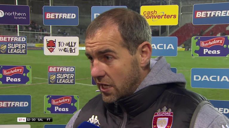 Salford Red Devils head coach Ian Watson gives his views after his side were denied at the last away to St Helens.