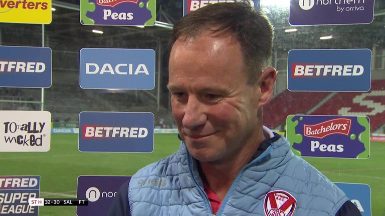 St Helens head coach Justin Holbrook gives his views on St Helens' narrow win over Salford.
