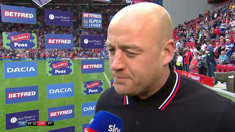 London Broncos head coach Danny Ward chats to Sky Sports after his side's 24-22 loss to Leeds at Magic Weekend. 