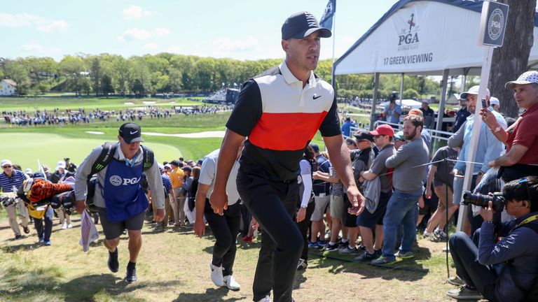 Brooks Koepka holds a one-shot lead at the PGA Championship