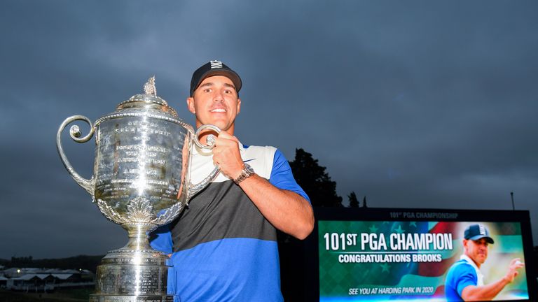 Brooks Koepka lifted the Wanamaker Trophy for the second year running