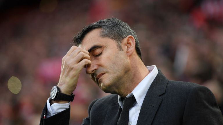 Ernesto Valverde is under increasing pressure as manager of Barcelona