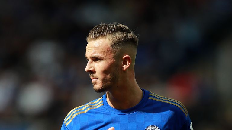 James Maddison in Leicester's new adidas strip