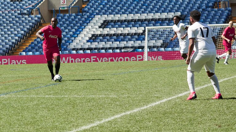 Jimmy Floyd Hasselbaink was playing at Stamford Bridge alongside Coca-Cola's charity partner StreetGames.