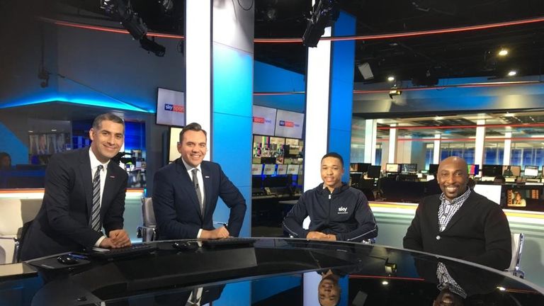 Joe enjoys the SSN limelight with head of Scholarships Tony Lester (right)