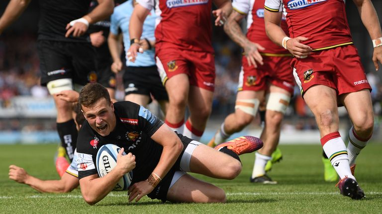 Joe Simmonds was one of two first half Exeter try scorers