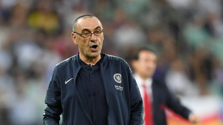 Sarri managed to break his trophy duck as Chelsea thrashed Arsenal