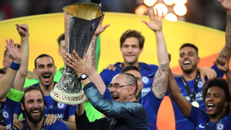 Maurizio Sarri won the Europa League trophy with Chelsea