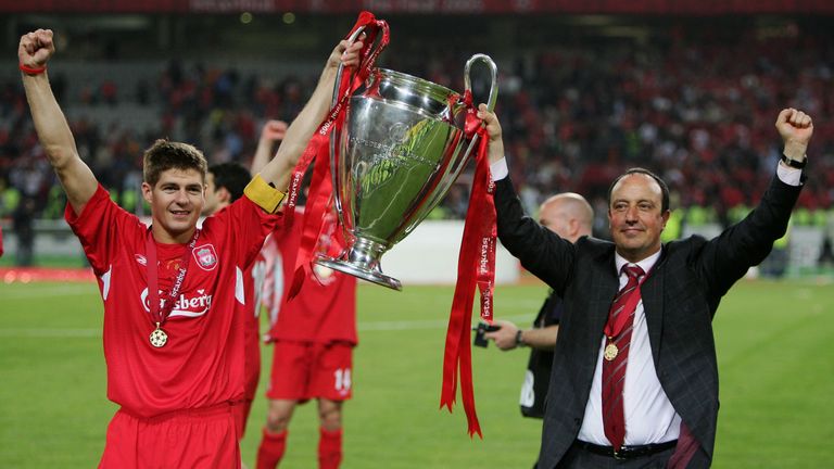 Liverpool won the Champions League in 2005 under Rafa Benitez (right)