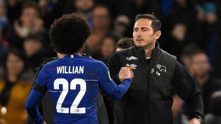 Willian played against Frank Lampard's Derby in the Carabao Cup last season